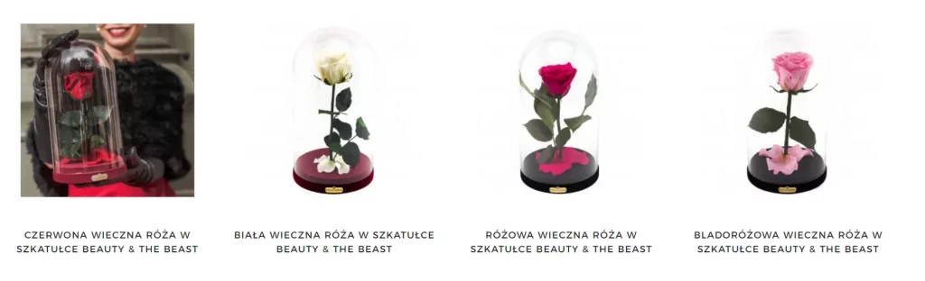 Warianty róż w szkle Rose du Chateau Beauty & The Beast