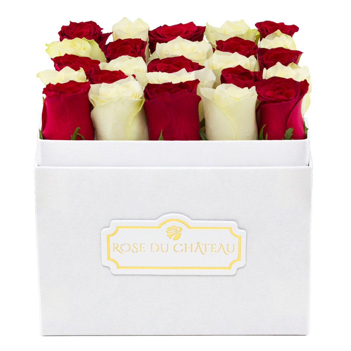 Fresh White & Red Roses in a White Square Box Fresh White & Red Roses in a White Square Box - Image 2