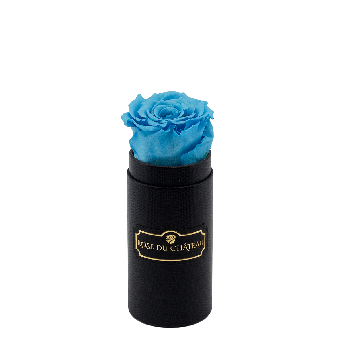 Wieczna Róża Błękitna w Czarnym Mini Boxie Wieczna Róża Błękitna w Czarnym Mini flower boxie