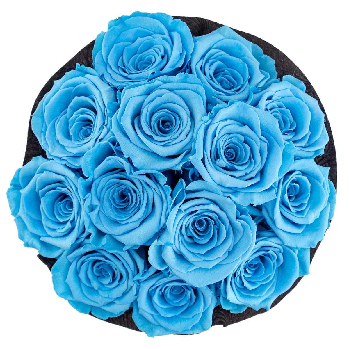 Błękitne Wieczne Róże Bouquet w Czarnym Industrialnym Boxie Błękitne Wieczne Róże Bouquet w Czarnym Industrialnym Boxie - obrazek 2