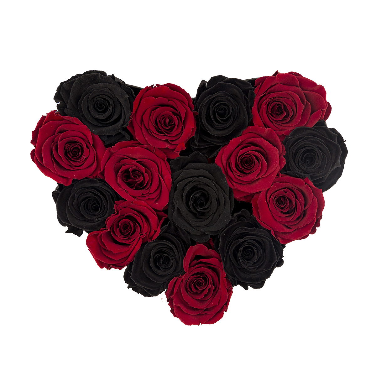 Czarne & Czerwone Wieczne Róże w Czarnym Boxie Heart Boks z Różami Czarne & Czerwone Wieczne Róże w Czarnym Boxie Heart Boks z Różami - obrazek 2