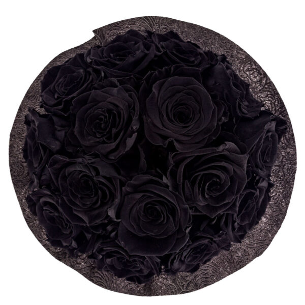 Black Eternal Roses Bouquet in Pink Box - Rose Du Chateau