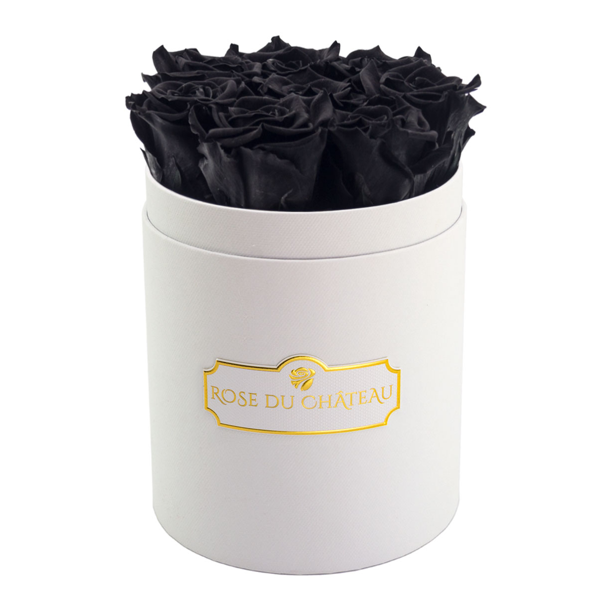 Roses éternelles noires dans une petite boîte blanche Czarne Wieczne Róże w Białym Małym Boxie Kwiaty na Prezent