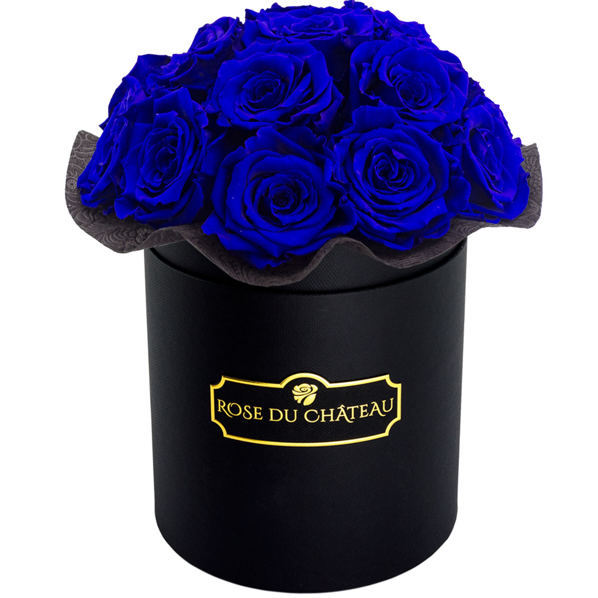 Niebieskie Wieczne Róże Bouquet w Czarnym Boxie Niebieskie Wieczne Róże Bouquet w Czarnym Boxie