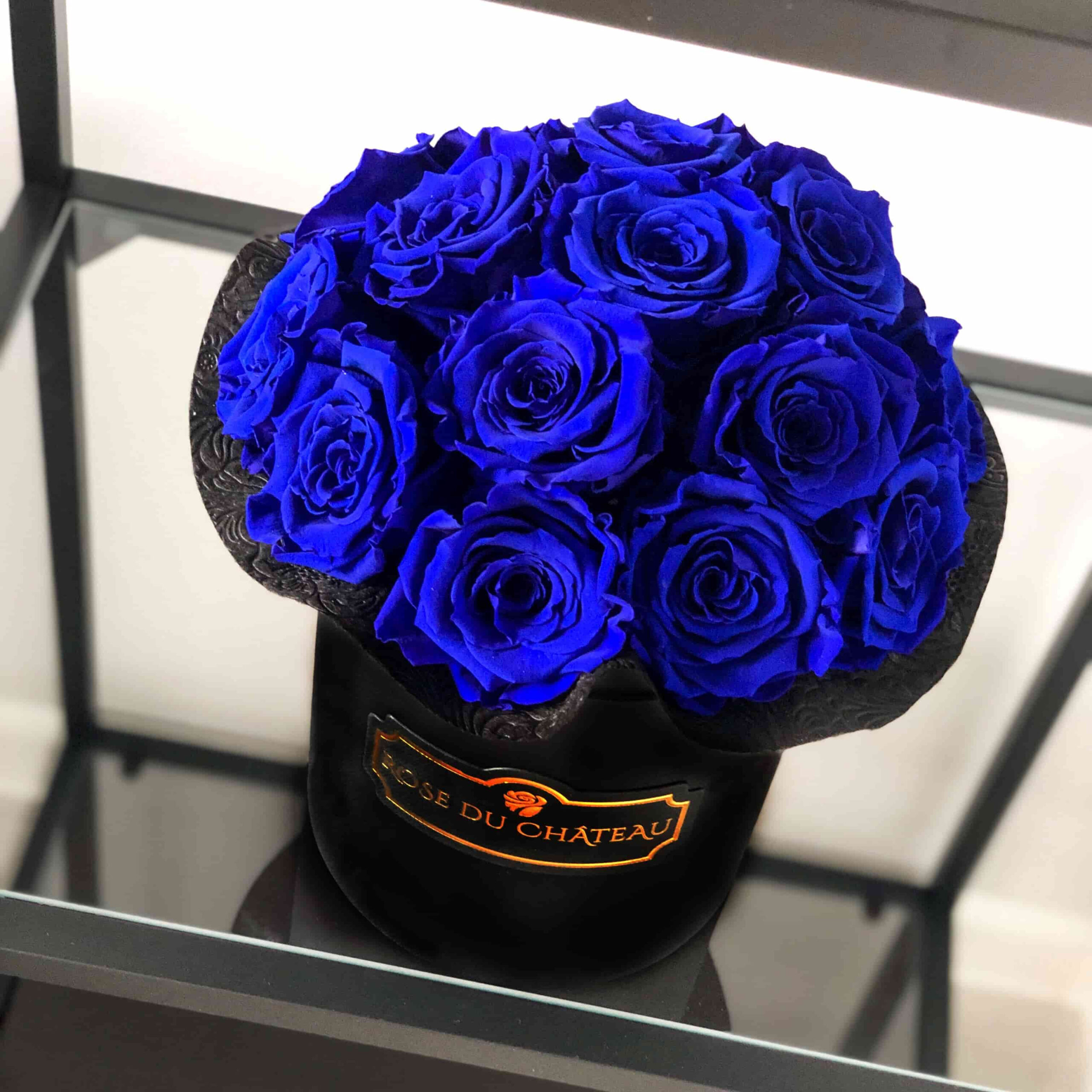Niebieskie Wieczne Róże Bouquet w Czarnym Boxie Niebieskie Wieczne Róże Bouquet w Czarnym Boxie - obrazek 3
