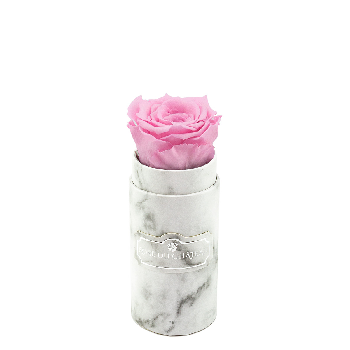Bladoróżowa Żywa Róża Wieczna Biały Mini Marmurowy Flowerbox Bladoróżowa Żywa Róża Wieczna Biały Mini Marmurowy Flowerbox Rose du Chateau