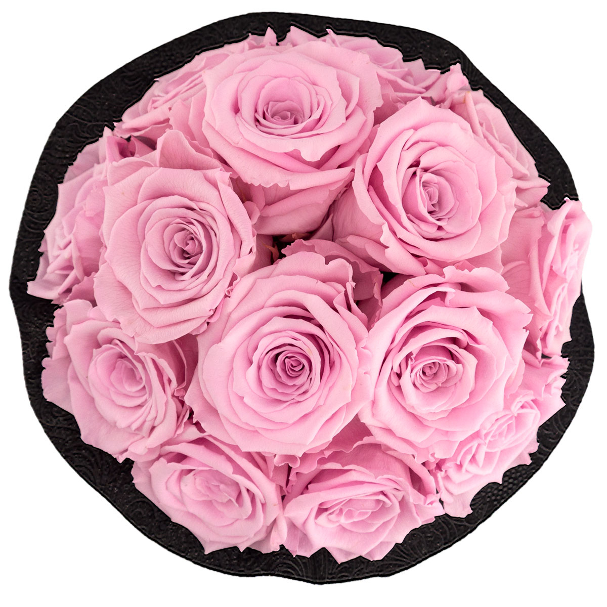 Bladoróżowe Wieczne Róże Bukiet Prezentowy i Czarny Flowerbox Bladoróżowe Wieczne Róże Bukiet Prezentowy i Czarny Flowerbox - obrazek 2