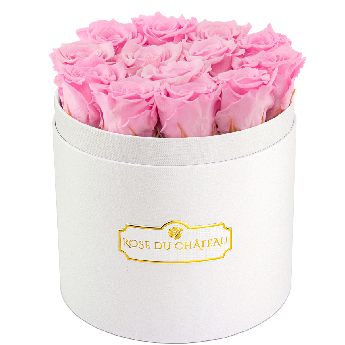 Kwiaty dla Mamy Bladoróżowe Wieczne Róże i Biały Okrągły Flower Box Bladoróżowe Wieczne Róże i Biały Okrągły Flower Box Kwiaty dla Mamy