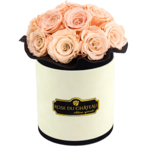Roses Thé Éternelles Bouquet dans Boîte Coco Flockée
