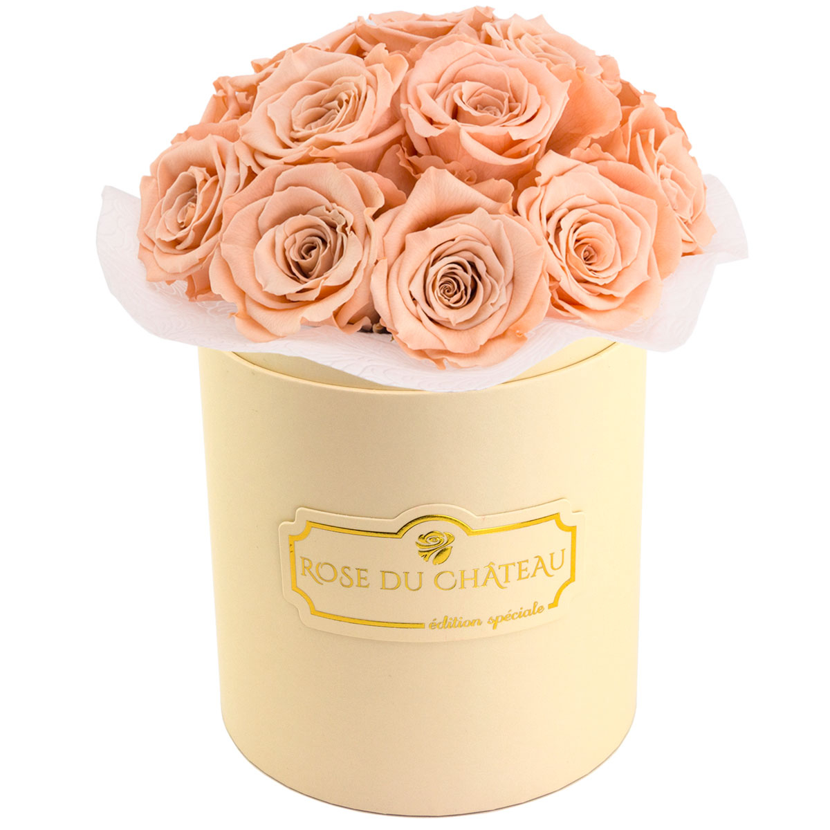 Herbaciane Wieczne Róże Bouquet w Brzoskwiniowym Boxie Herbaciane Wieczne Róże Bouquet w Brzoskwiniowym Boxie