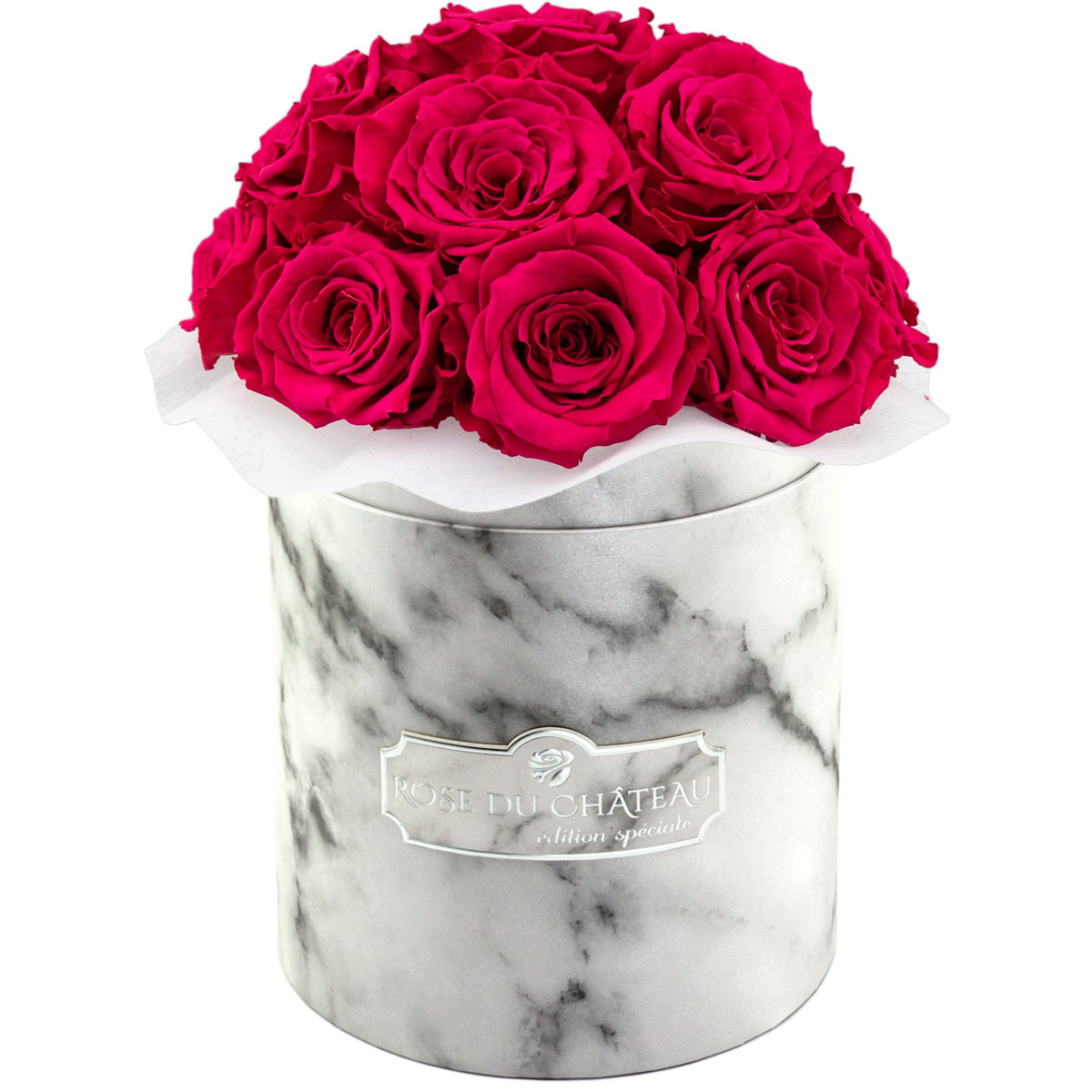 Różowe Wieczne Róże Bouquet w Białym Marmurowym Boxie Różowe Wieczne Róże Bouquet w Białym Marmurowym Boxie